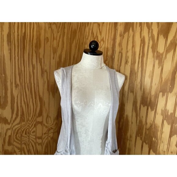Anthropologie Sparrow Womens Sleeveless Open Gray Cardigan Knit Small Pockets - Picture 3 of 8